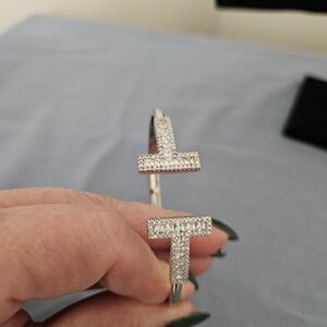 Elegant Silver Women's Bracelet With Clear Gems